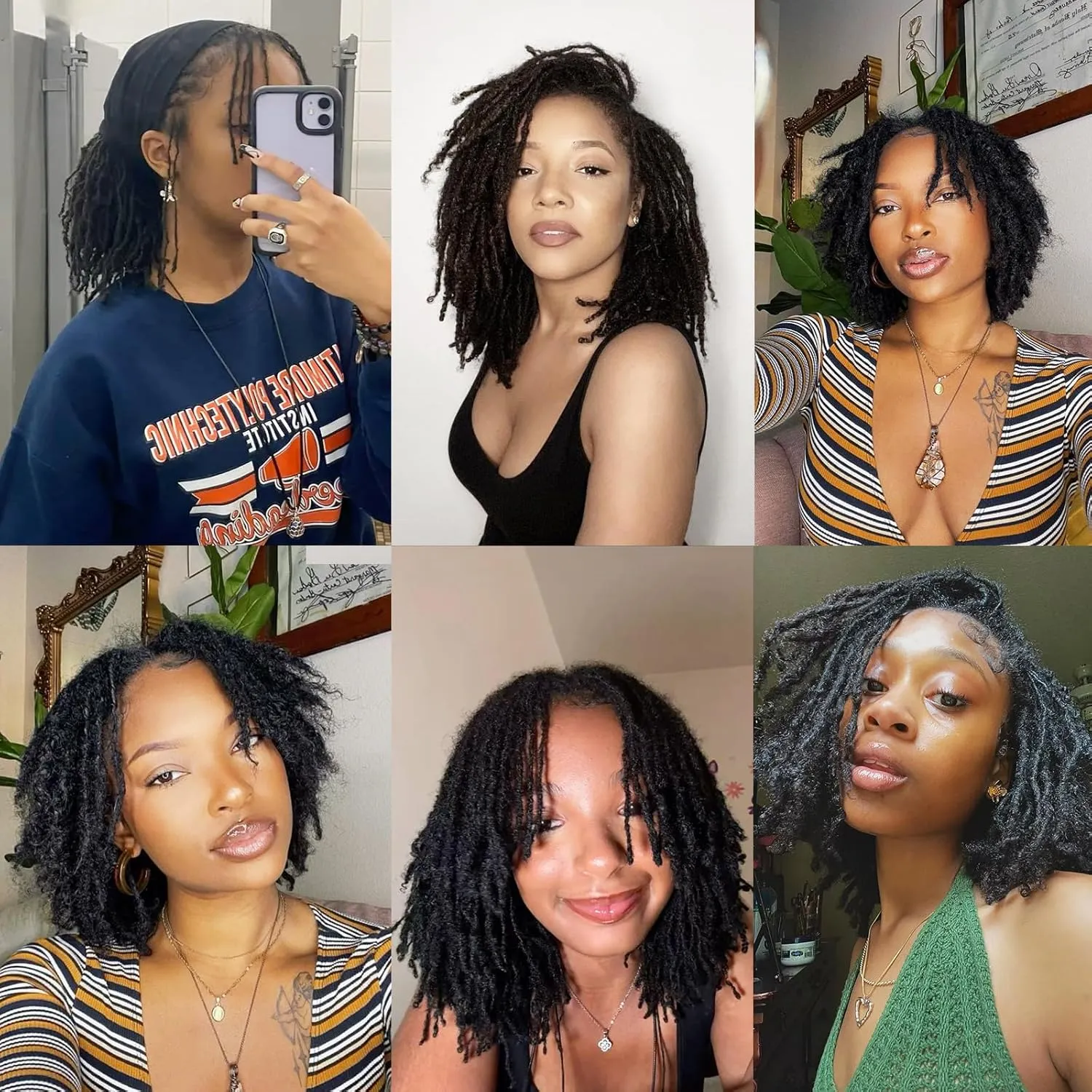 0.2 cm Width 12 Inch 30 Strands Human Hair Loc Extensions, Natural Black 100% Full Handmade Permanent Real Human Hair Dreadlock Extensions for Women/Men/Kids Can Be Dyed Bleached Curled Twisted