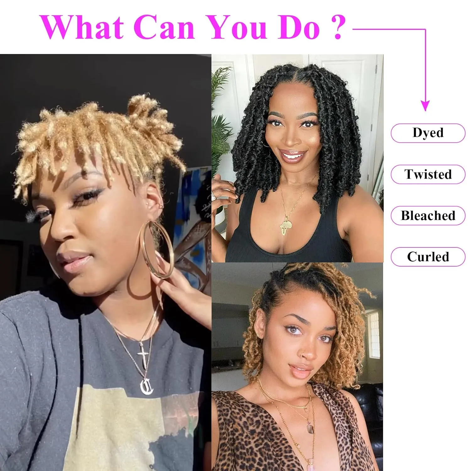 0.2 cm Width 12 Inch 30 Strands Human Hair Loc Extensions, Natural Black 100% Full Handmade Permanent Real Human Hair Dreadlock Extensions for Women/Men/Kids Can Be Dyed Bleached Curled Twisted