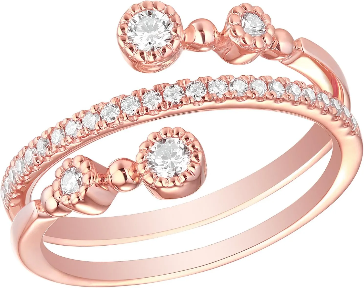 0.36Ct G-H/I1 Round Natural Diamond Designer Wrap Ring