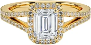 1 CT Emerald Cut Moissanite Engagement Ring 10K 14K 18K Solid Yellow Gold, 925 Sterling Silver wedding ring Luxury Valentine Promise Ring