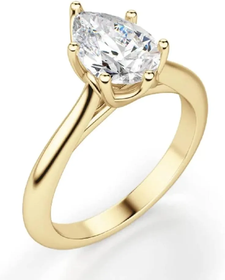 1 CT Pear Excellent Cut Moissanite Six Prong Hidden Halo Pave Basket Solitaire Engagement Ring In 14k Gold For Woman,D-VVS1