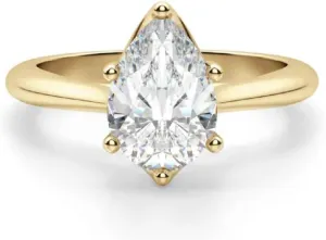1 CT Pear Excellent Cut Moissanite Six Prong Hidden Halo Pave Basket Solitaire Engagement Ring In 14k Gold For Woman,D-VVS1