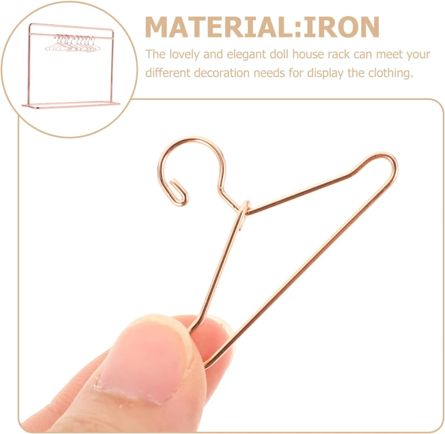 1 Set Mini Doll Clothes Rack Mini Doll Clothes Hanger Doll Garment Rack with Hangers Miniature Metal Doll Hangers Doll Wardrobe Furniture Accessories for Dollhouse Supplies
