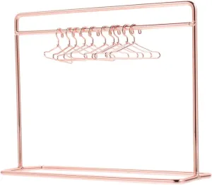 1 Set Miniature Doll Garment Rack,Metal Doll Garment Rack with Clothes Hangers Mini Doll Wardrobe Furniture Accessories for Dollhouse Supplies,Rose Gold