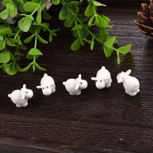 10 Pcs Animal Miniatures Set – 5 Mini Rabbits & 5 Mini Sheep – Cute Garden Decor, Dollhouse Accessories, (Multicolor)