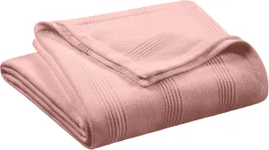 100% Cotton Twin Size Blanket | Super Soft Breathable Lightweight Throw | All-Season Knit Blanket | Luxury Hotel Style | Easy Care Pink Clay