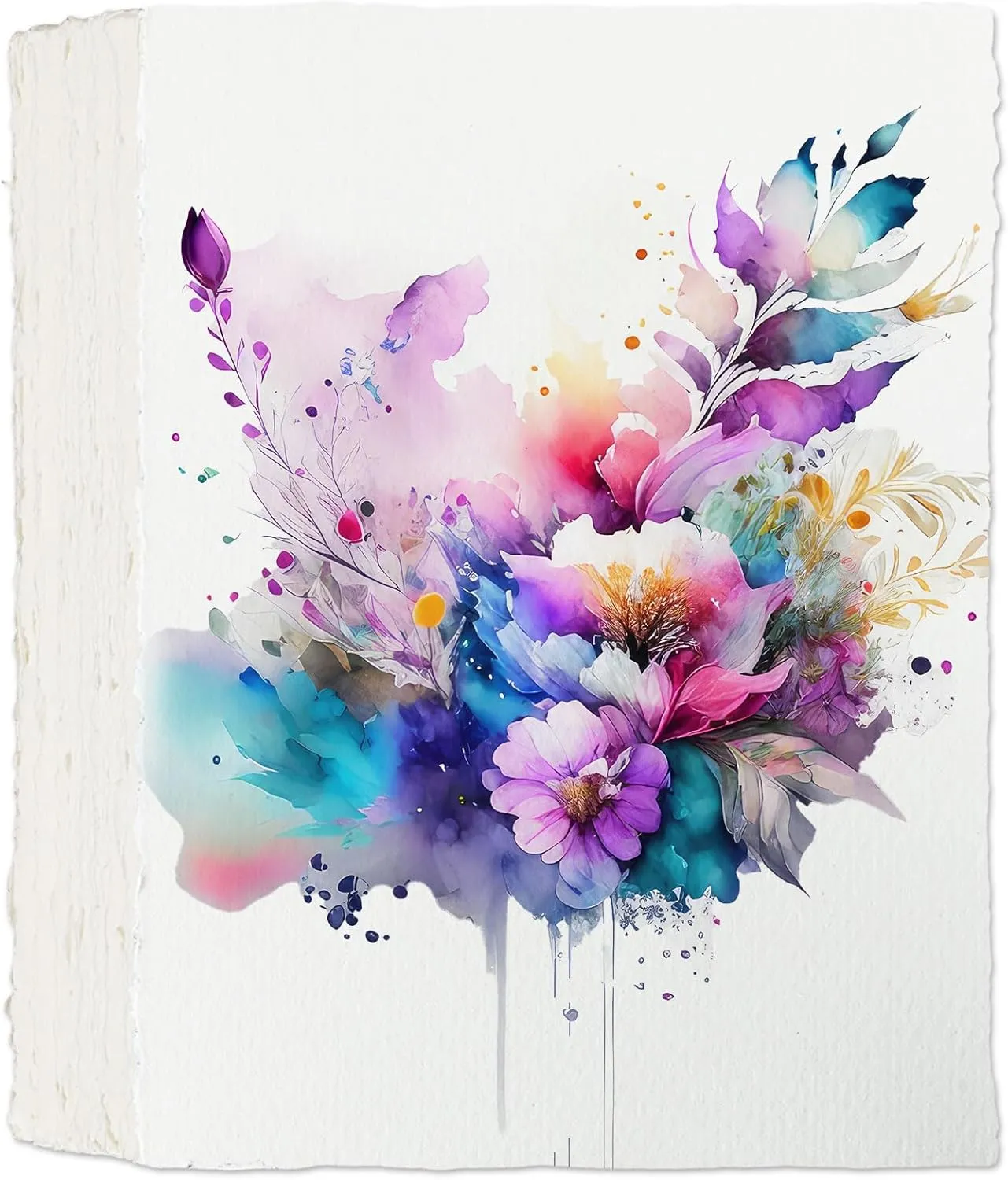 100 Sheets Watercolor Paper 6 x 8 inch, 150 GSM White Deckled Edge Paper Rough/Textured Handmade Cotton Paper for Watercolors, Drawing, Wedding Invitations, Cards, Crafts