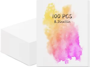 100Pcs 8.5 x 11 inch Cotton Watercolor Paper Bulk, 140 lb/300 GSM Thick Cold Press Water Color Paper, White Art Paper for Drawing, Markers, Gouache, Acrylic Painting