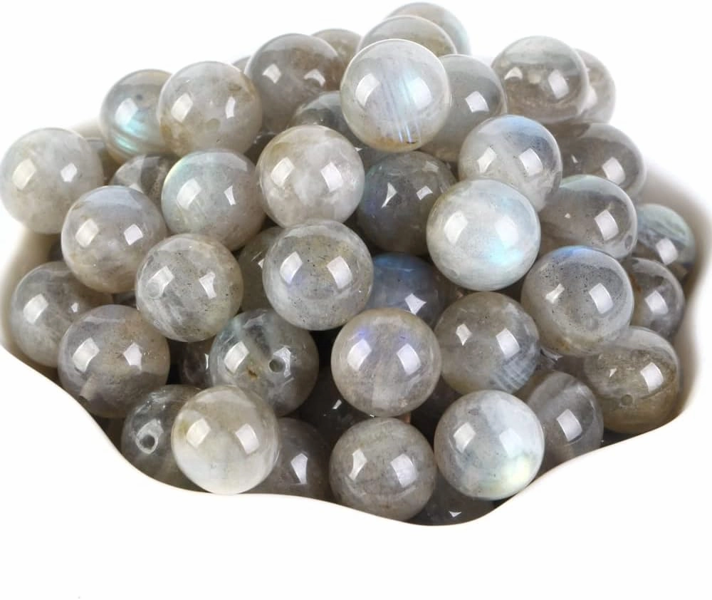 100pcs 6mm Natural Labradorite Gemstones Loose Spacer Round Stone Beads for Jewelry Making Necklaces Bracelets