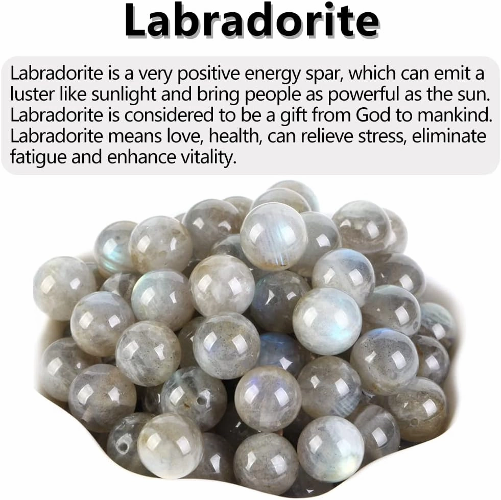 100pcs 6mm Natural Labradorite Gemstones Loose Spacer Round Stone Beads for Jewelry Making Necklaces Bracelets