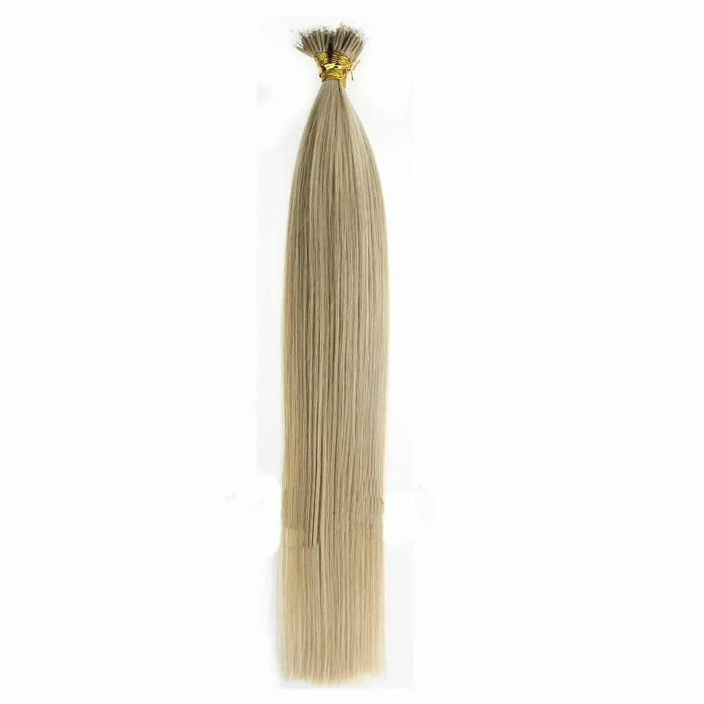 100Strands AAAAAAA Nano Ring Tip Straight Remy Human Hair Extensions (20" 0.5g/s, Golden Blonde)