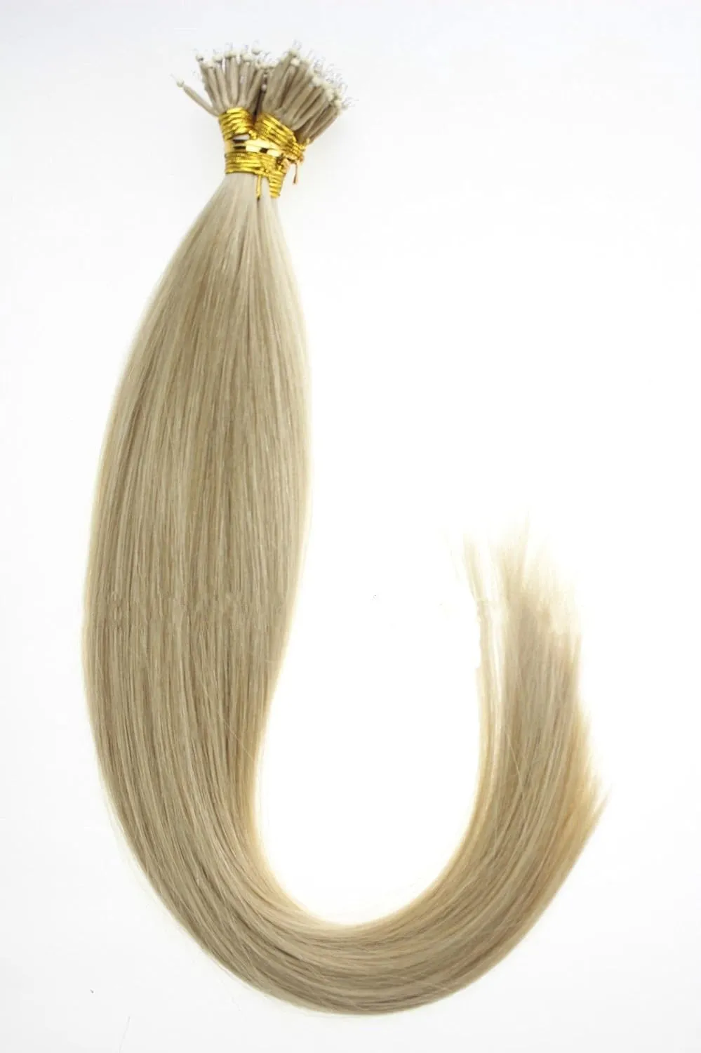 100Strands AAAAAAA Nano Ring Tip Straight Remy Human Hair Extensions (20" 0.5g/s, Golden Blonde)