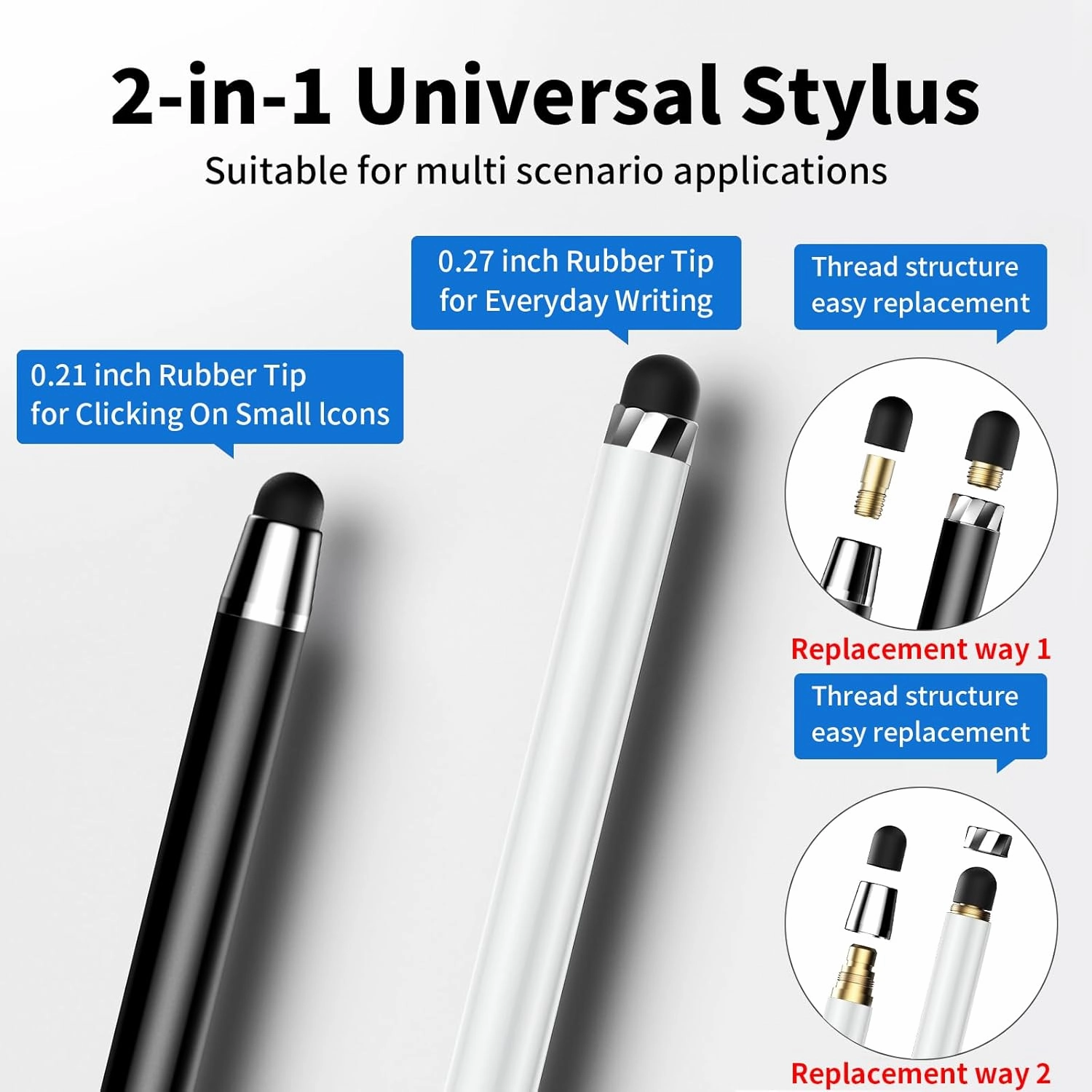10 PCS Stylus,Stylus Pen for Touchscreen,Stylus 2-in-1 High Sensitivity & Precision Suitable for All Touch Screens of iPhone/ipad/Android Tablets(10 Stylus Pen Withe/Black   20 Tips)