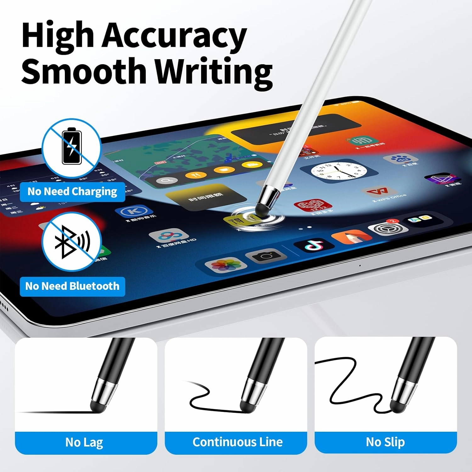 10 PCS Stylus,Stylus Pen for Touchscreen,Stylus 2-in-1 High Sensitivity & Precision Suitable for All Touch Screens of iPhone/ipad/Android Tablets(10 Stylus Pen Withe/Black   20 Tips)