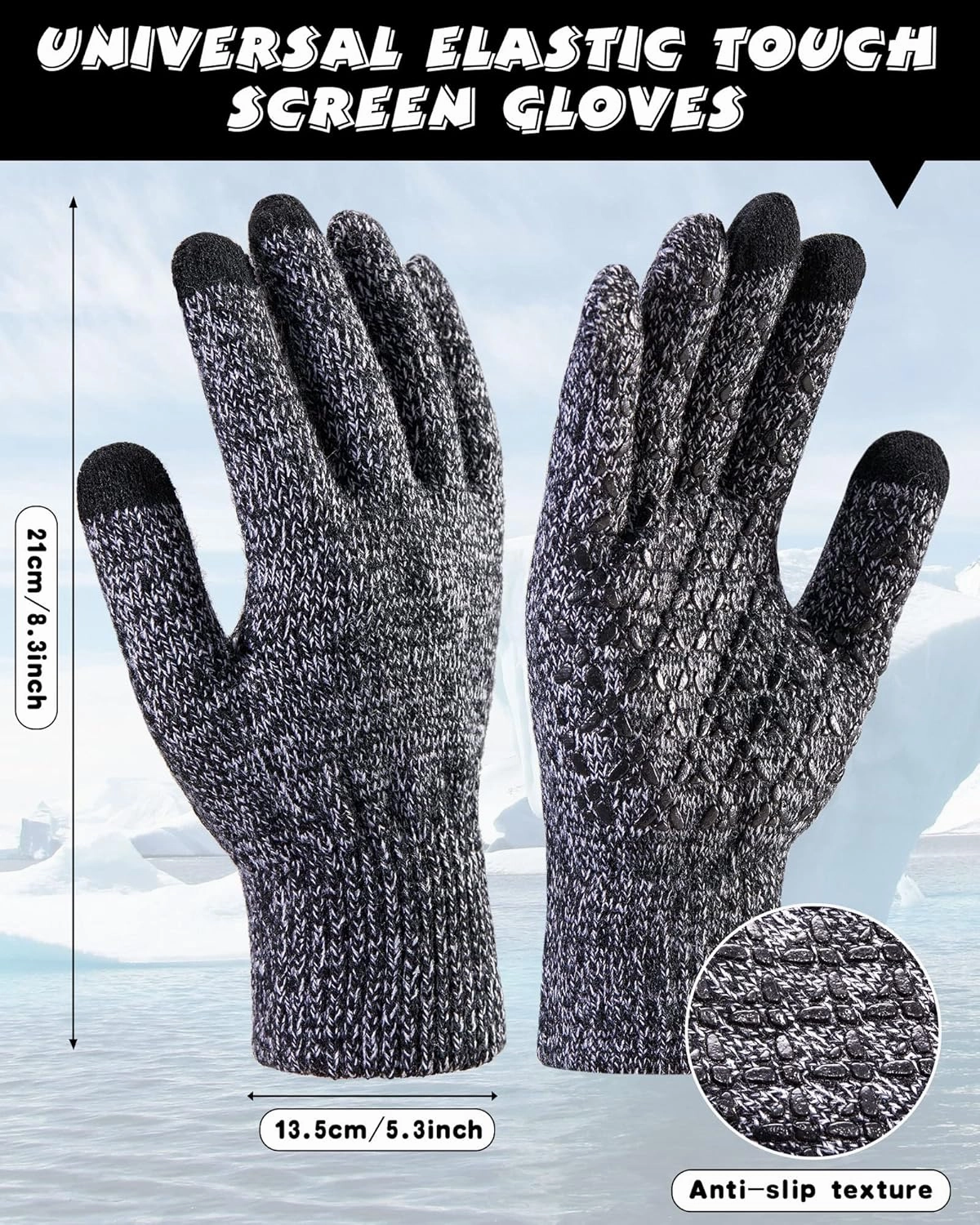 10 Pieces Winter Hat Beanie Scarf Touch Screen Gloves and Sock Set Slouchy Knit Skull Cap Beanies Fleece Lining Neck Warmer