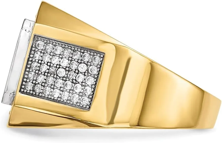 10K/14K/18K Solid Gold 1CT Emerald-cut Gemstone Ring for Men Square Black Onyx/Sapphire/Ruby/Emerald Man's Halo Signet Luxury Anniversary Rings Engagement Rings Band for Men Him Father Size 4-16