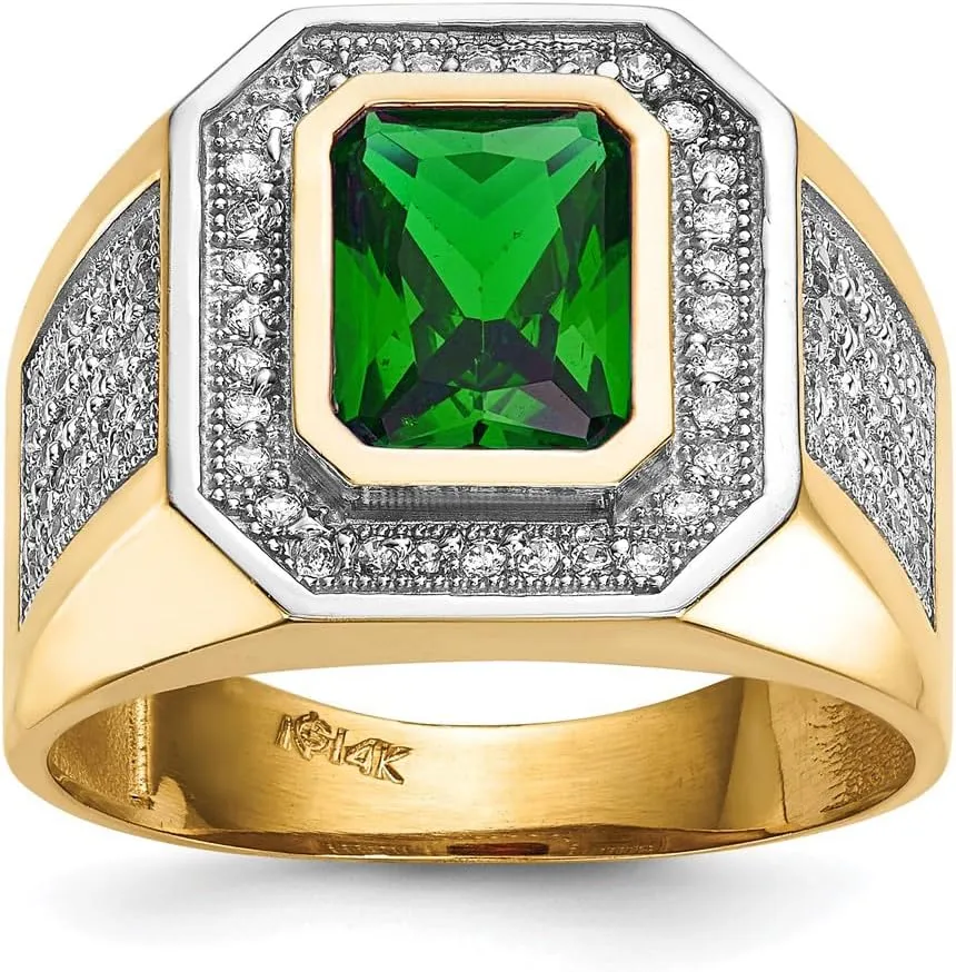10K/14K/18K Solid Gold 1CT Emerald-cut Gemstone Ring for Men Square Black Onyx/Sapphire/Ruby/Emerald Man's Halo Signet Luxury Anniversary Rings Engagement Rings Band for Men Him Father Size 4-16