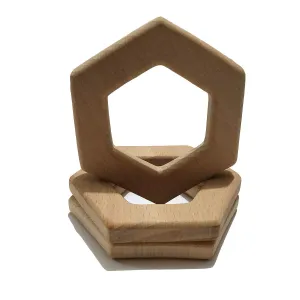 10pcs Natural Wooden Hexagon Pendant Pure Natural Beech Wood Animal Shape for Handmade Home Decoration Craft Accessory (Hexagon 10pcs)
