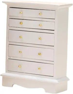 1/12 Scale Dollhouse Vertical Storage Cabinet Simulation Wood Furniture Model Smooth Surface and Polished Delicate Bedroom Decor, White