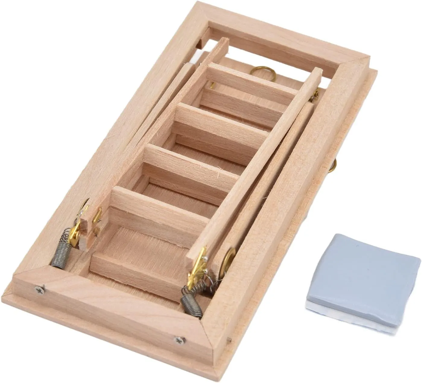 1:12 Scale Dollhouse Wooden Folding Stairs, Easy Carry Miniature Stairs for Doll House, Birch Material, Simple Installation, Great Accessory for Role Playing and Crea