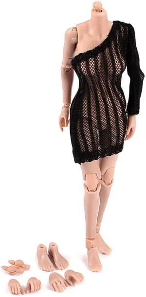 1/12 Scale Female Body Half-Wrapped Rubber Stainless Steel Joint Body Flexible Suntan Skin Middle Breasts Female Body for 6 Inches Action Figure Collection Gift
