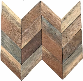 11 7/8"W x 11 7/8"H x 3/8"P Chevron Boat Wood Mosaic Wall Tile, Natural Finish