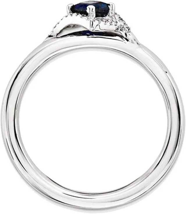 1/2 Carat (ctw) Lab Created Blue Sapphire Ring in Sterling Silver with Diamonds