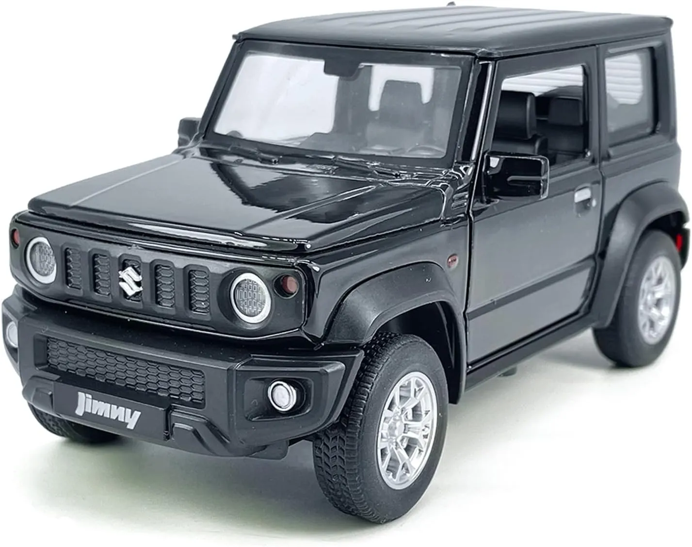 1:24 Scale 2021 Suzuki Jimny SUV Model Toy Car Metal Diecast Toy Vehicle, Doors Open, Light Sound, Pull Back, Toys for Boys Kids Gifts, Men Collection, Home Office Décor, Black