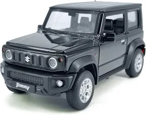 1:24 Scale 2021 Suzuki Jimny SUV Model Toy Car Metal Diecast Toy Vehicle, Doors Open, Light Sound, Pull Back, Toys for Boys Kids Gifts, Men Collection, Home Office Décor, Black