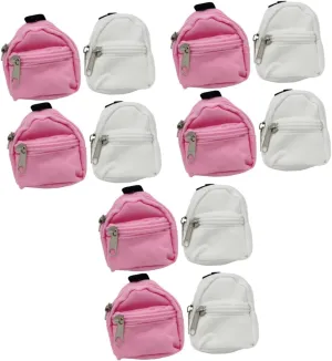 12pcs Doll Mini Backpack Doll Schoolbags for Boys and Girls Washable and Reusable for Bedroom and Dressing Room Decor