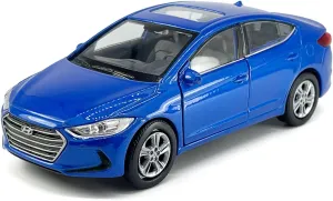 1:36 Scale Hyundai Elantra Toy Car Model Metal Diecast Toy Vehicle, Doors Open Pull Back, Toys for Boys 3 4 5 6 7 Year Old Toddler Kids Gifts, Men Collection, Home Office Décor Cake Topper, Blue