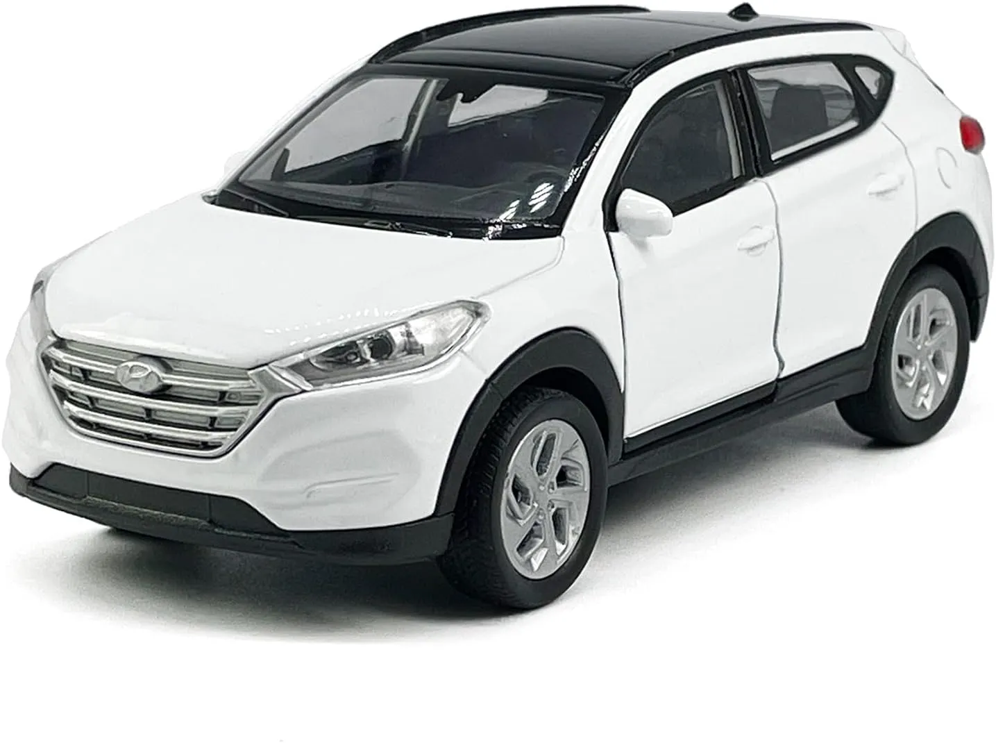 1:36 Scale Hyundai Tucson Toy Car Model Metal Diecast SUV Toy Vehicle, Doors Open Pull Back, Toys for Boys 3 4 5 6 7 Year Old Toddler Kids Gifts, Men Collection, Home Office Décor Cake Topper, White