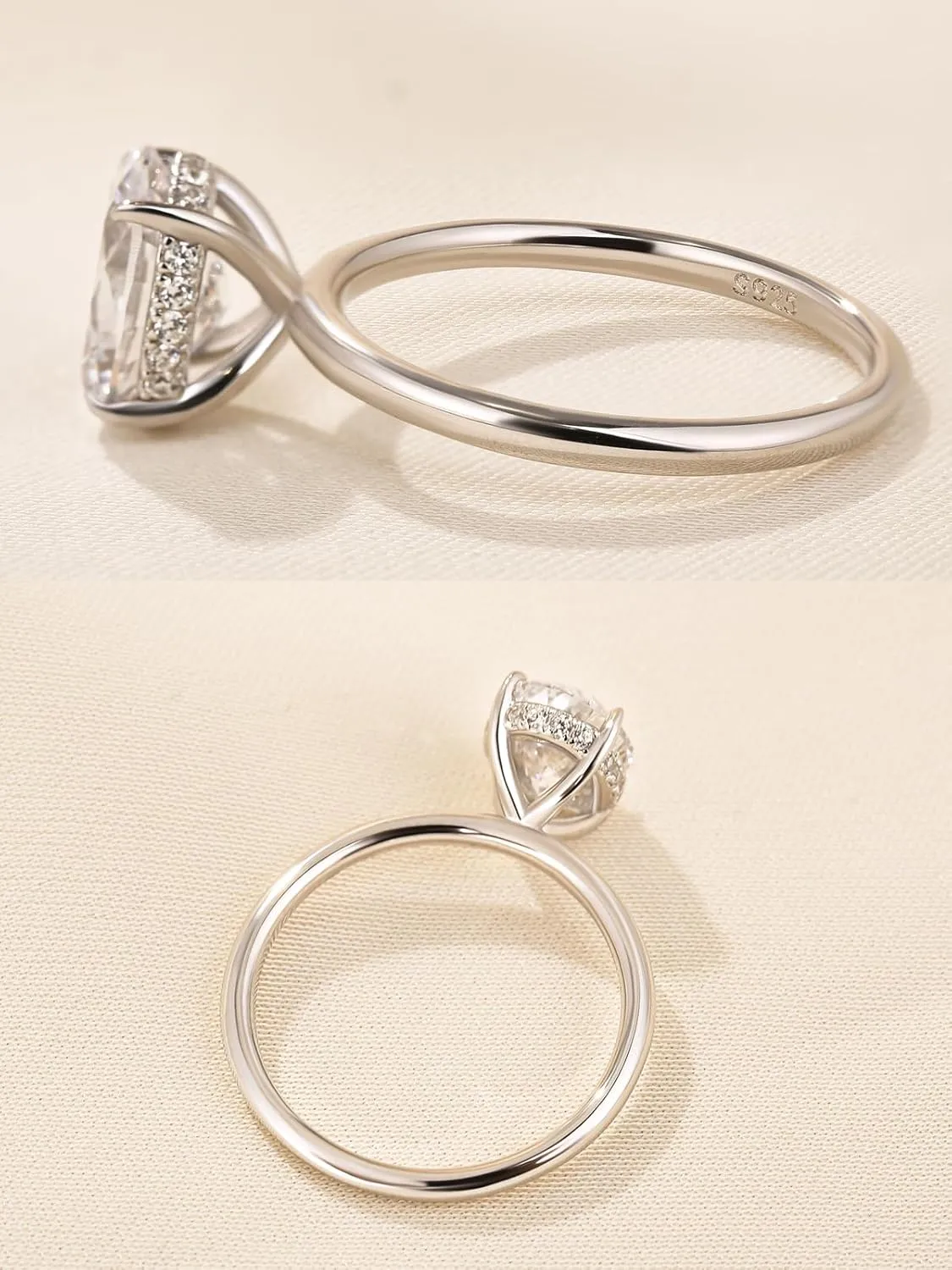 1.5CT Elongated Oval Cut Solitaire Engagement Ring for Women,Simulated Diamond Ring,925 Sterling Silver Promise Ring