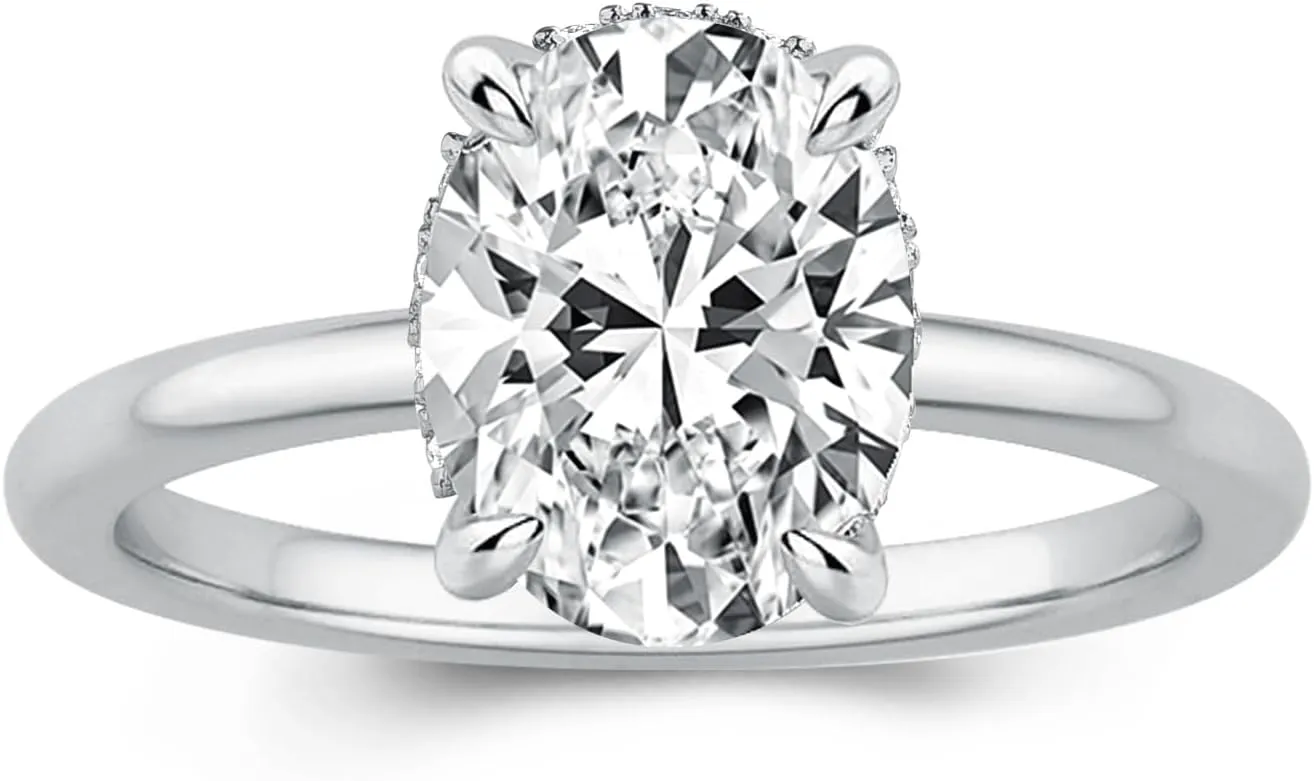 1.5CT Elongated Oval Cut Solitaire Engagement Ring for Women,Simulated Diamond Ring,925 Sterling Silver Promise Ring