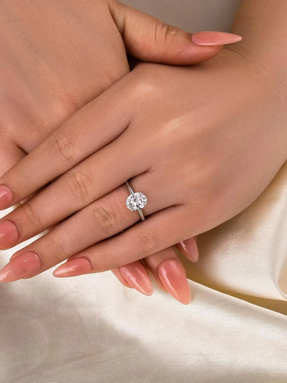 1.5CT Elongated Oval Cut Solitaire Engagement Ring for Women,Simulated Diamond Ring,925 Sterling Silver Promise Ring