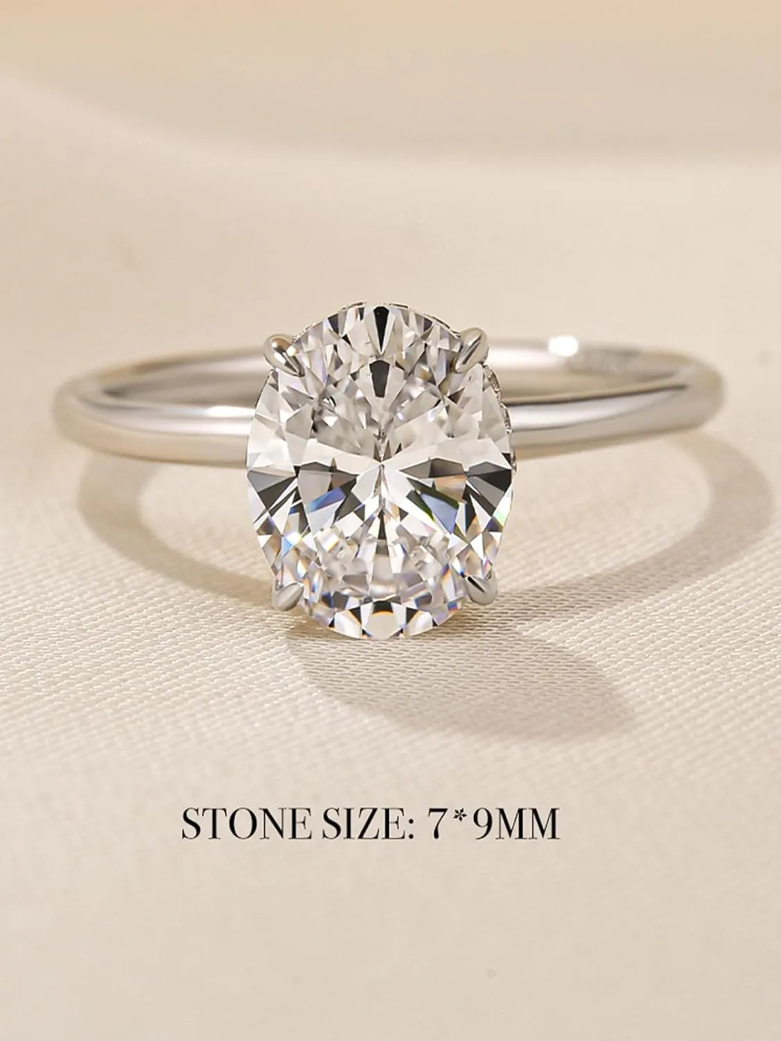 1.5CT Elongated Oval Cut Solitaire Engagement Ring for Women,Simulated Diamond Ring,925 Sterling Silver Promise Ring