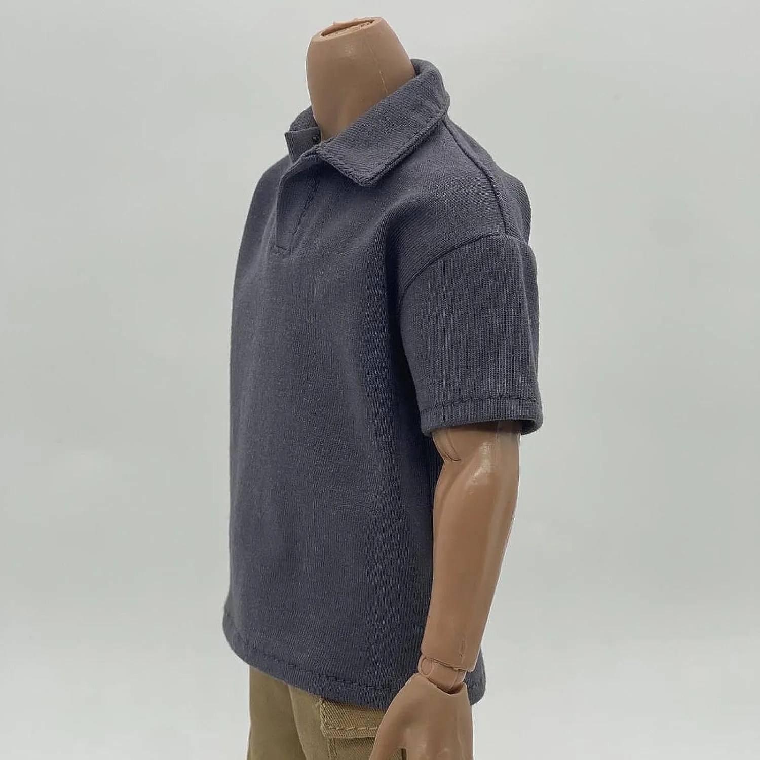 1/6 Scale Male Lapel T Shirt Figures Costume Practical Cloth Wear Resistant Miniature Clothing Dress up for 12" Figures, Deep Gray