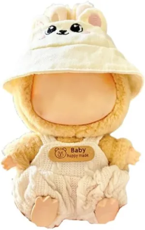 17cm Doll Clothes Suitable for labubu, Dolls Accessories Set Gift for Kids 1Hat 1Rompers No Doll TL700 (White)