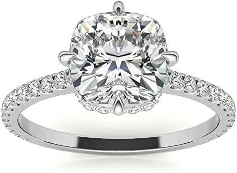 1.8Carat -7.0mm NESW-Oriented Cushion Moissanite Engagement Ring With Natural diamond In14k Gold For Women,D-VVS1