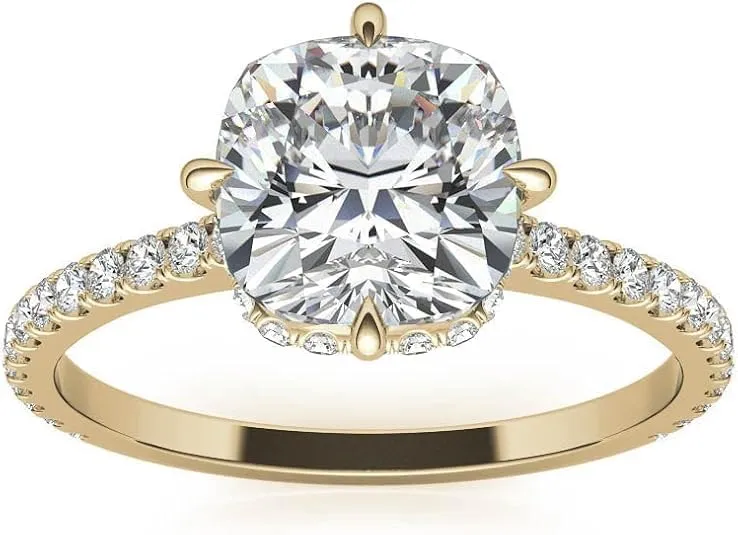 1.8Carat -7.0mm NESW-Oriented Cushion Moissanite Engagement Ring With Natural diamond In14k Gold For Women,D-VVS1