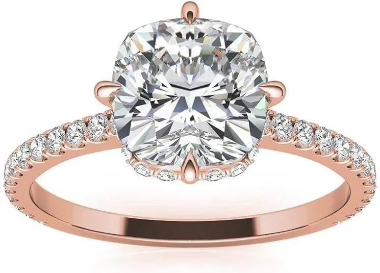 1.8Carat -7.0mm NESW-Oriented Cushion Moissanite Engagement Ring With Natural diamond In14k Gold For Women,D-VVS1