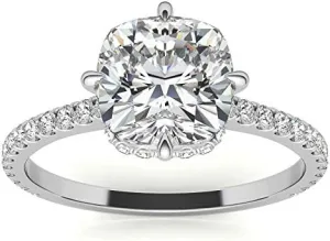 1.8Carat -7.0mm NESW-Oriented Cushion Moissanite Engagement Ring With Natural diamond In14k Gold For Women,D-VVS1