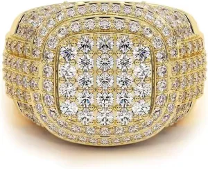 1.8cttw Real Diamond Rings for Men Micro Pave Diamond Band 10K 14K 18K 20K Yellow Gold Luxury Diamonds Jewelry Gift for Dad Husbands