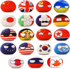 19 PCS Country Balls Plushies，4 inch Country Ball Plushies/Country Ball, Polish Ball Mini Pendant Animated Plush Toy Keychain Boy Girl Gift