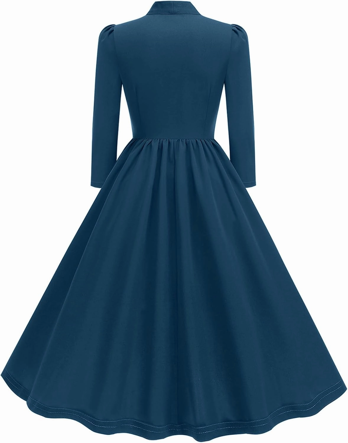1950s Dresses for Women Vintage Rockabilly Retro 3/4 Puff Sleeve Tie Midi Dress Cocktail Party Evening Prom Gown