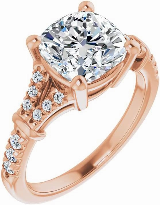 1.8Carat -7.0mm Cushion Moissanite Cathedral Engagement Ring With Natural diamond In14k Gold For Women,D-VVS1