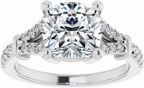 1.8Carat -7.0mm Cushion Moissanite Cathedral Engagement Ring With Natural diamond In14k Gold For Women,D-VVS1
