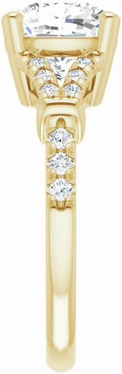 1.8Carat -7.0mm Cushion Moissanite Cathedral Engagement Ring With Natural diamond In14k Gold For Women,D-VVS1