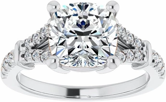 1.8Carat -7.0mm Cushion Moissanite Cathedral Engagement Ring With Natural diamond In14k Gold For Women,D-VVS1