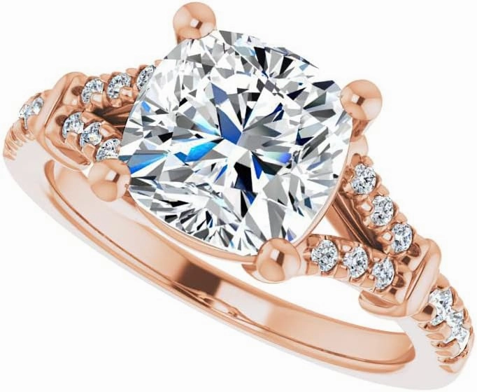 1.8Carat -7.0mm Cushion Moissanite Cathedral Engagement Ring With Natural diamond In14k Gold For Women,D-VVS1
